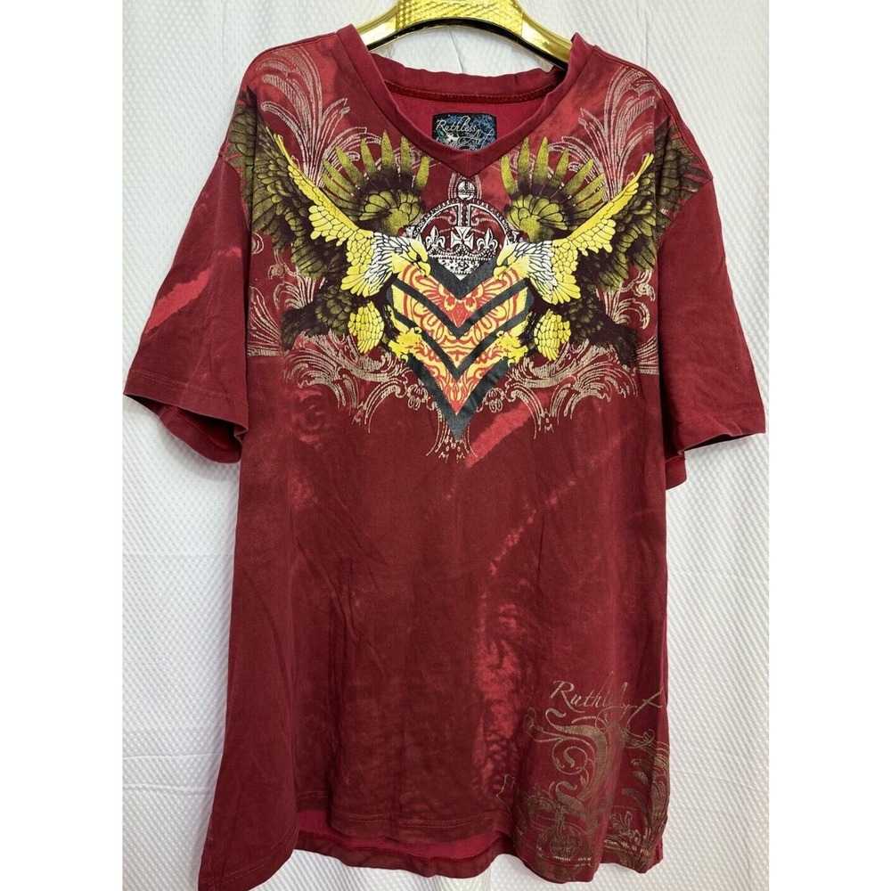 Ruthless Art Vintage Graphic T-shirt Size 3XL Tie Dye Design Red Tattoo Tee Rare